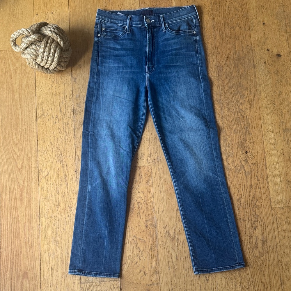 MOTHER High Waisted Rascal Crop in 20,000 Leagues Under the Sea wash
